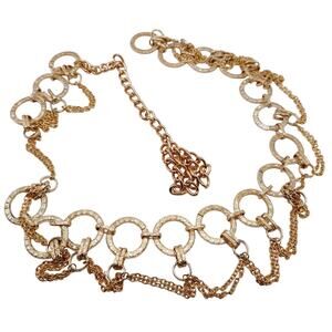 Vintage Gold Tone Chain Belt Hong Kong Long Statement Belt 39 Inch
